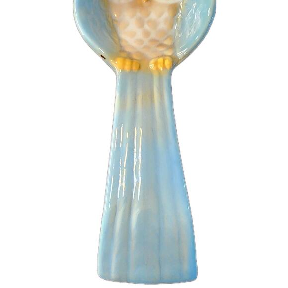 Vintage Ceramic Spoon Rest 10” Blue Owl Pottery Dishwasher Safe Kitchen Retro - Picture 4 of 6